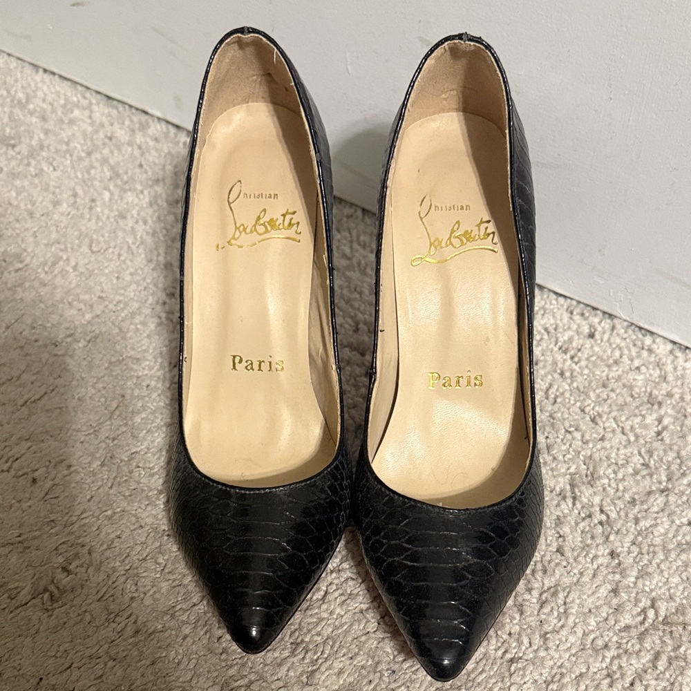 Christian Louboutin Black Snakeskin Heels